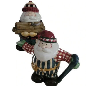 Sakura Debbie Mumm Woodland Santa Sugar & Creamer  No Chips/Cracks Christmas